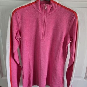 Bogner Pink and White Quarter-Zip Sweatshirt